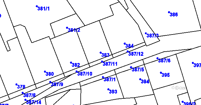 Parcela st. 383 v KÚ Svinařov u Kladna, Katastrální mapa