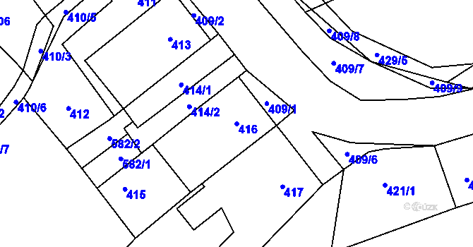 Parcela st. 416 v KÚ Svinařov u Kladna, Katastrální mapa