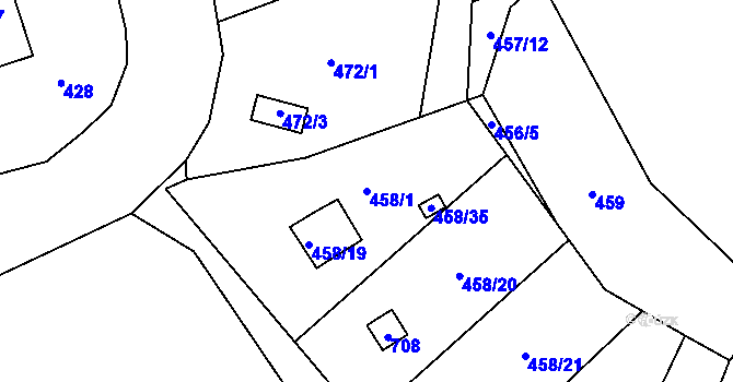 Parcela st. 458/1 v KÚ Svinařov u Kladna, Katastrální mapa