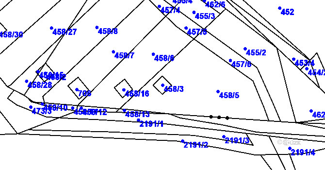 Parcela st. 458/3 v KÚ Svinařov u Kladna, Katastrální mapa
