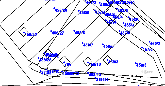Parcela st. 458/7 v KÚ Svinařov u Kladna, Katastrální mapa