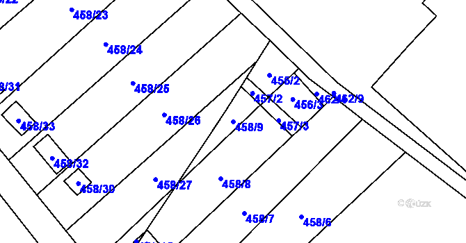Parcela st. 458/9 v KÚ Svinařov u Kladna, Katastrální mapa