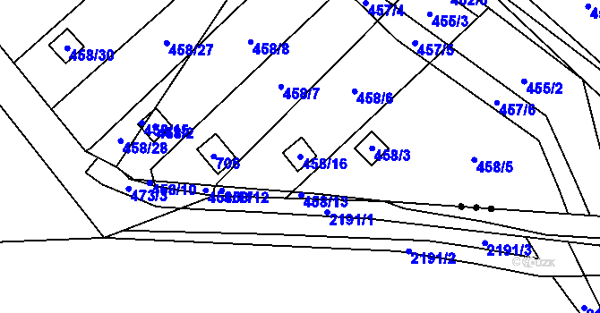 Parcela st. 458/16 v KÚ Svinařov u Kladna, Katastrální mapa