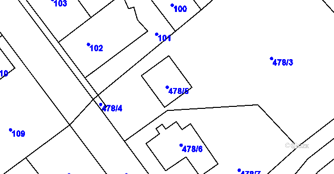 Parcela st. 478/5 v KÚ Svinařov u Kladna, Katastrální mapa