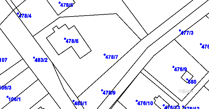 Parcela st. 478/7 v KÚ Svinařov u Kladna, Katastrální mapa
