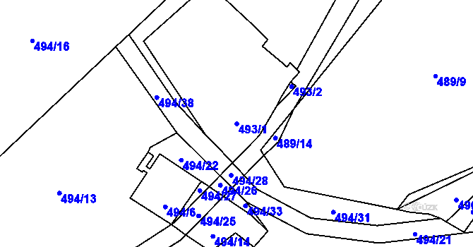 Parcela st. 493/1 v KÚ Svinařov u Kladna, Katastrální mapa