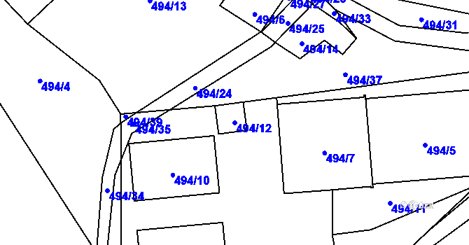 Parcela st. 494/12 v KÚ Svinařov u Kladna, Katastrální mapa