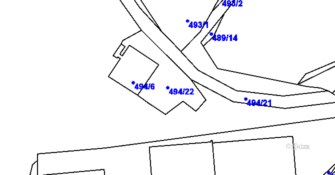 Parcela st. 494/22 v KÚ Svinařov u Kladna, Katastrální mapa