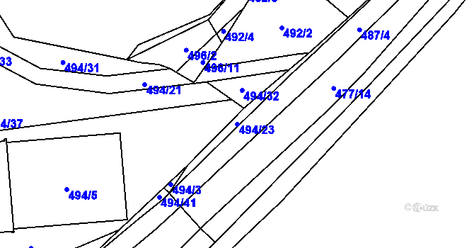 Parcela st. 494/23 v KÚ Svinařov u Kladna, Katastrální mapa