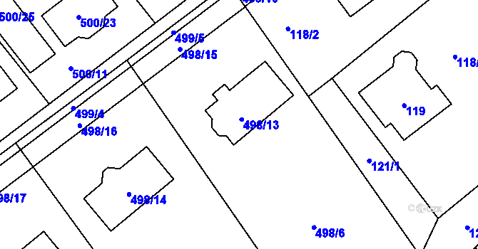 Parcela st. 498/13 v KÚ Svinařov u Kladna, Katastrální mapa