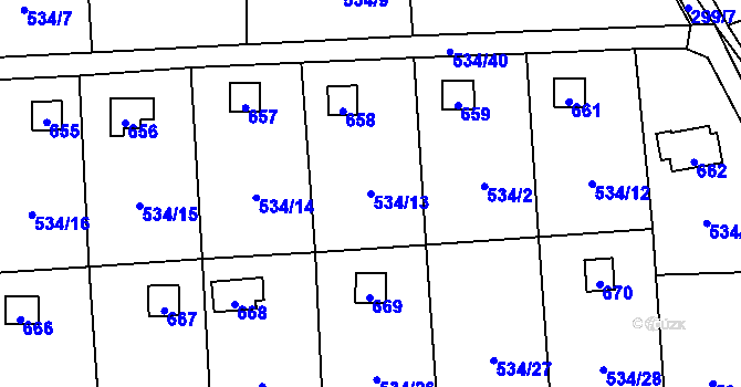Parcela st. 534/13 v KÚ Svinařov u Kladna, Katastrální mapa