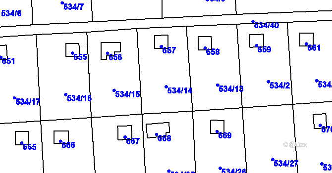 Parcela st. 534/14 v KÚ Svinařov u Kladna, Katastrální mapa