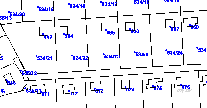 Parcela st. 534/23 v KÚ Svinařov u Kladna, Katastrální mapa