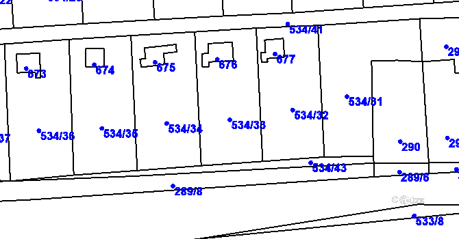 Parcela st. 534/33 v KÚ Svinařov u Kladna, Katastrální mapa