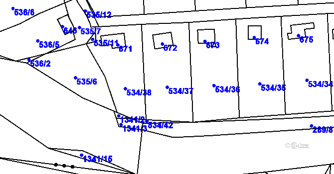 Parcela st. 534/37 v KÚ Svinařov u Kladna, Katastrální mapa