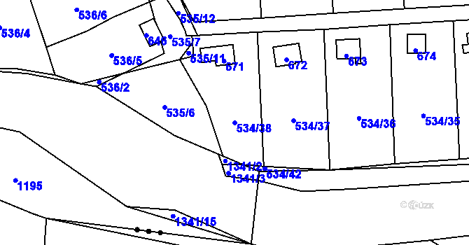 Parcela st. 534/38 v KÚ Svinařov u Kladna, Katastrální mapa