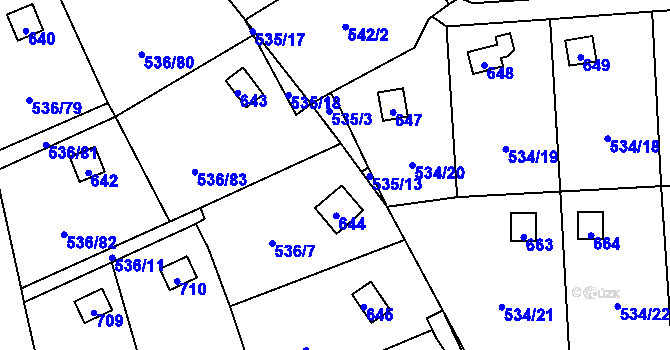Parcela st. 535/10 v KÚ Svinařov u Kladna, Katastrální mapa