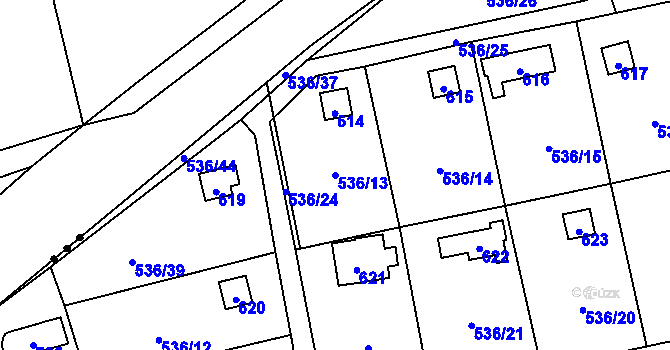 Parcela st. 536/13 v KÚ Svinařov u Kladna, Katastrální mapa