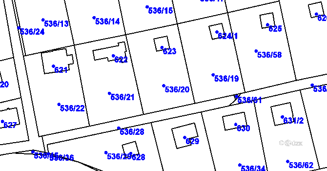 Parcela st. 536/20 v KÚ Svinařov u Kladna, Katastrální mapa