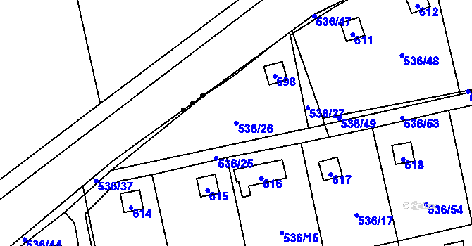 Parcela st. 536/26 v KÚ Svinařov u Kladna, Katastrální mapa