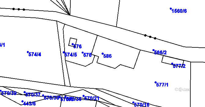 Parcela st. 586 v KÚ Svinařov u Kladna, Katastrální mapa