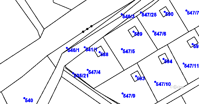 Parcela st. 588 v KÚ Svinařov u Kladna, Katastrální mapa