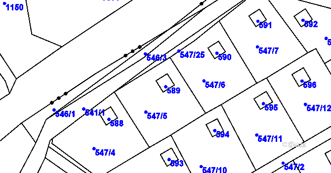 Parcela st. 589 v KÚ Svinařov u Kladna, Katastrální mapa
