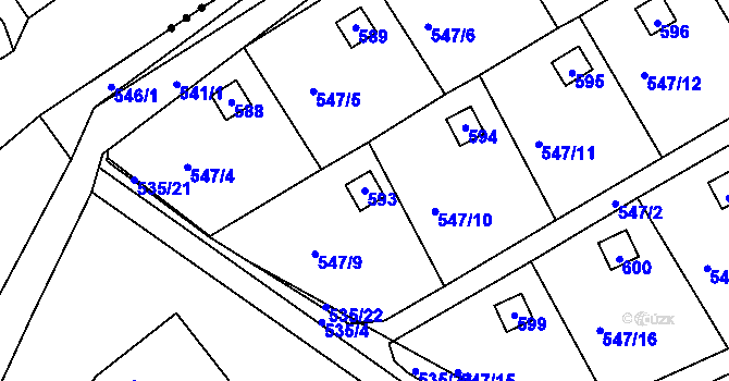 Parcela st. 593 v KÚ Svinařov u Kladna, Katastrální mapa