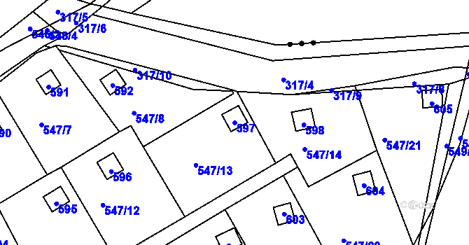 Parcela st. 597 v KÚ Svinařov u Kladna, Katastrální mapa