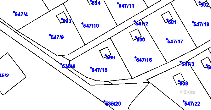 Parcela st. 599 v KÚ Svinařov u Kladna, Katastrální mapa