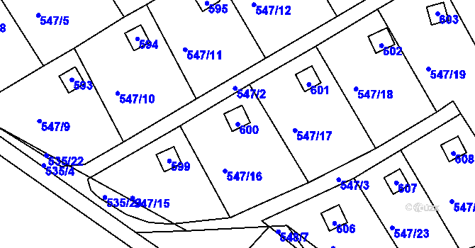 Parcela st. 600 v KÚ Svinařov u Kladna, Katastrální mapa