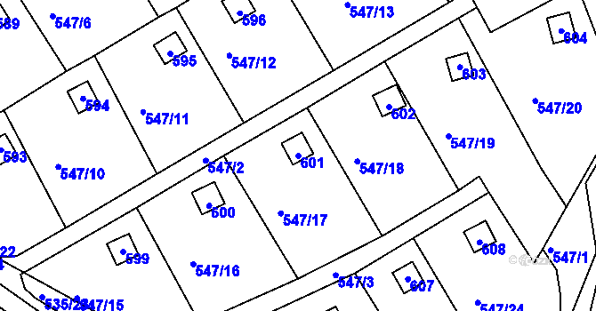 Parcela st. 601 v KÚ Svinařov u Kladna, Katastrální mapa