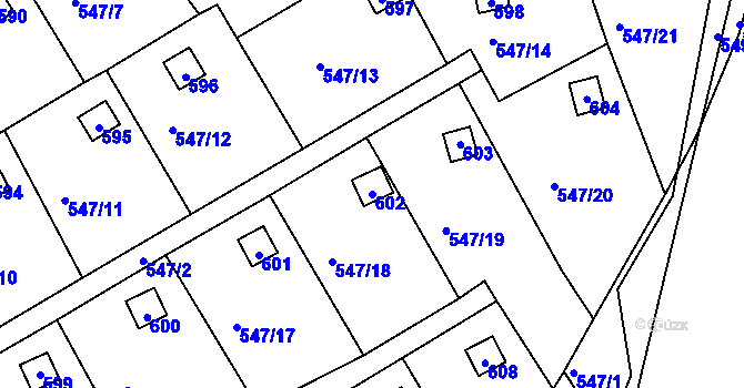 Parcela st. 602 v KÚ Svinařov u Kladna, Katastrální mapa