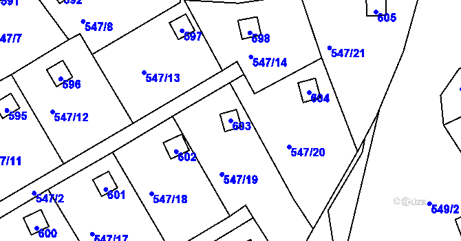 Parcela st. 603 v KÚ Svinařov u Kladna, Katastrální mapa