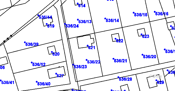 Parcela st. 621 v KÚ Svinařov u Kladna, Katastrální mapa