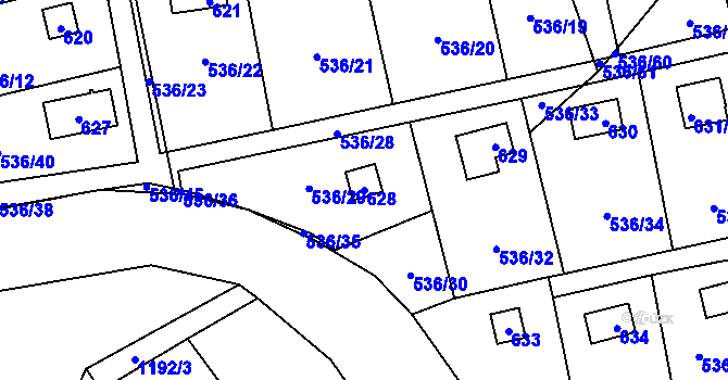 Parcela st. 628 v KÚ Svinařov u Kladna, Katastrální mapa