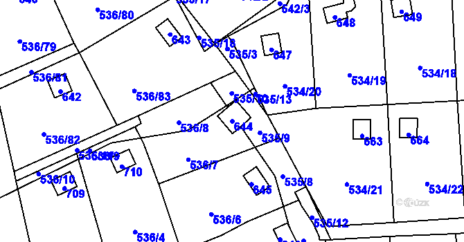 Parcela st. 644 v KÚ Svinařov u Kladna, Katastrální mapa