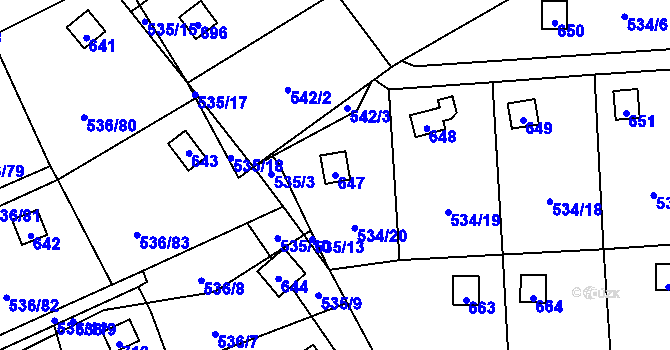 Parcela st. 647 v KÚ Svinařov u Kladna, Katastrální mapa