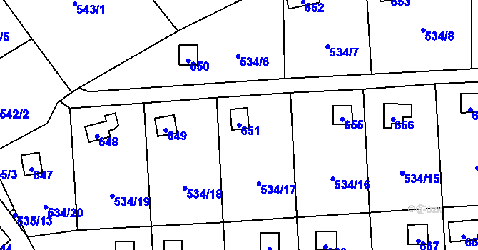 Parcela st. 651 v KÚ Svinařov u Kladna, Katastrální mapa