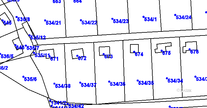 Parcela st. 673 v KÚ Svinařov u Kladna, Katastrální mapa