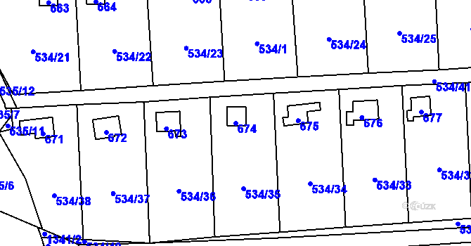 Parcela st. 674 v KÚ Svinařov u Kladna, Katastrální mapa
