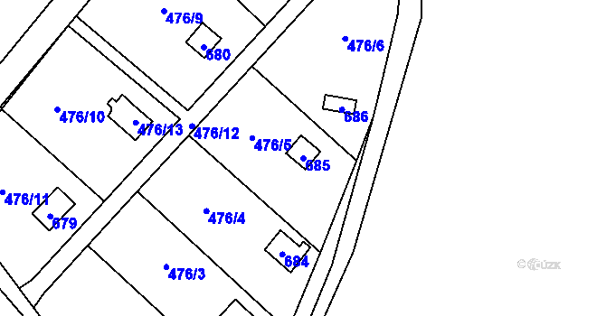 Parcela st. 685 v KÚ Svinařov u Kladna, Katastrální mapa
