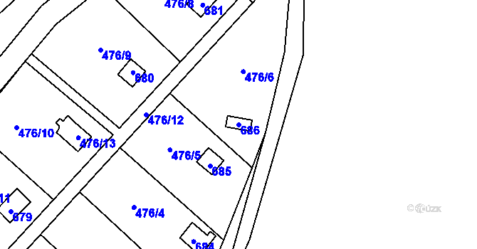 Parcela st. 686 v KÚ Svinařov u Kladna, Katastrální mapa