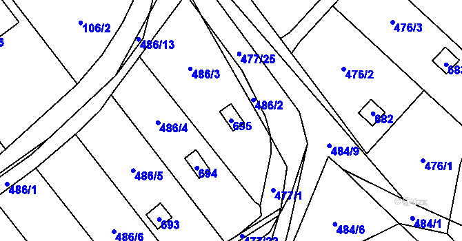 Parcela st. 695 v KÚ Svinařov u Kladna, Katastrální mapa