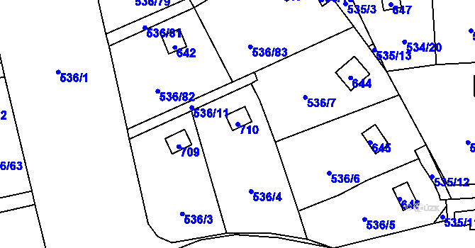 Parcela st. 710 v KÚ Svinařov u Kladna, Katastrální mapa