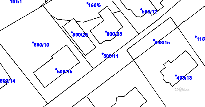 Parcela st. 500/11 v KÚ Svinařov u Kladna, Katastrální mapa