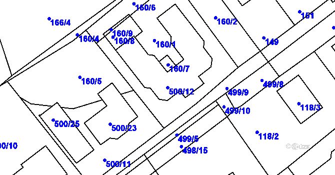 Parcela st. 500/12 v KÚ Svinařov u Kladna, Katastrální mapa
