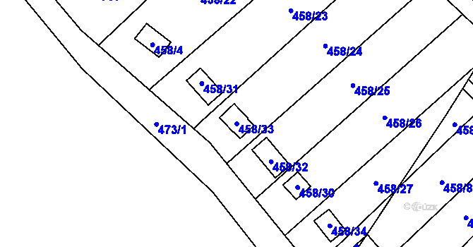 Parcela st. 458/33 v KÚ Svinařov u Kladna, Katastrální mapa