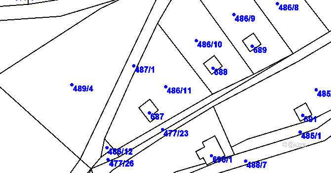 Parcela st. 486/11 v KÚ Svinařov u Kladna, Katastrální mapa