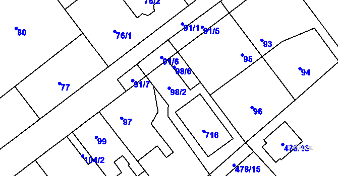 Parcela st. 98/2 v KÚ Svinařov u Kladna, Katastrální mapa